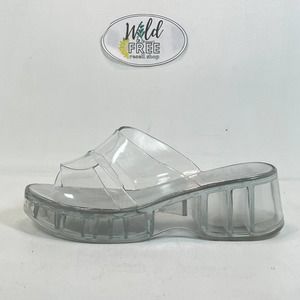 Jeffery Campbell Jelli Chunky Platform Slide Sandal-Clear-Women 10 -Y2K -90s